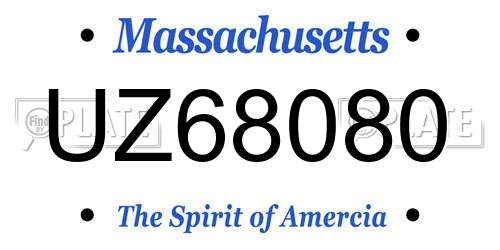 UZ68080 Massachusetts License Plate