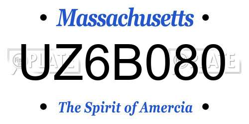 UZ6B080 Massachusetts License Plate