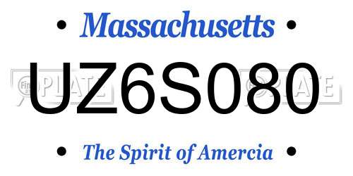 UZ6S080 Massachusetts License Plate