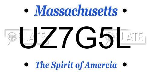 UZ7G5L Massachusetts License Plate