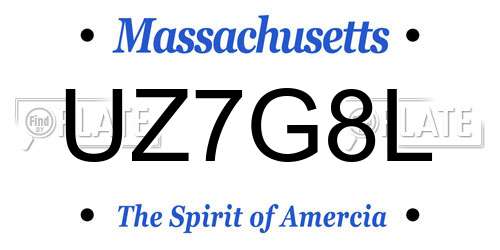 UZ7G8L Massachusetts License Plate