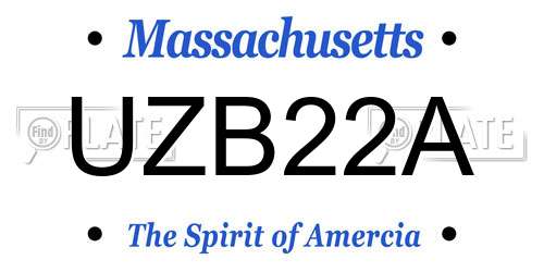 UZB22A Massachusetts License Plate