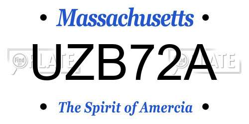 UZB72A Massachusetts License Plate