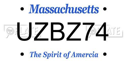 UZBZ74 Massachusetts License Plate