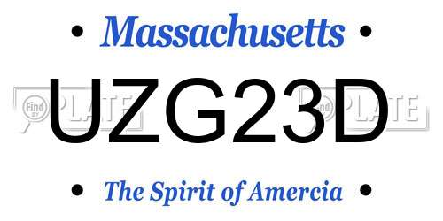 UZG23D Massachusetts License Plate