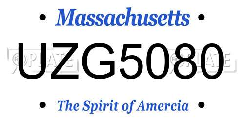 UZG5080 Massachusetts License Plate