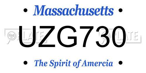 UZG730 Massachusetts License Plate