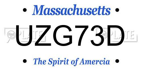 UZG73D Massachusetts License Plate