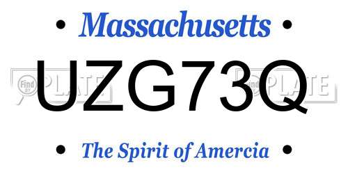 UZG73Q Massachusetts License Plate