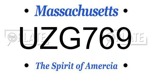 UZG769 Massachusetts License Plate