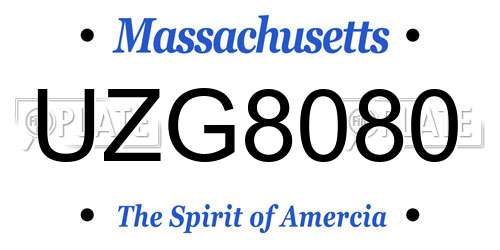 UZG8080 Massachusetts License Plate