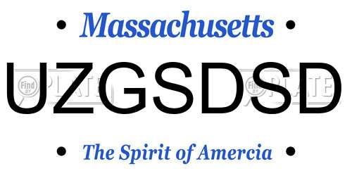 UZGSDSD Massachusetts License Plate