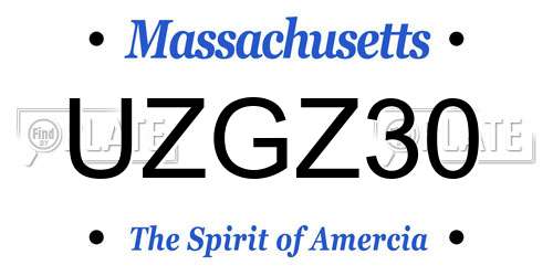 UZGZ30 Massachusetts License Plate