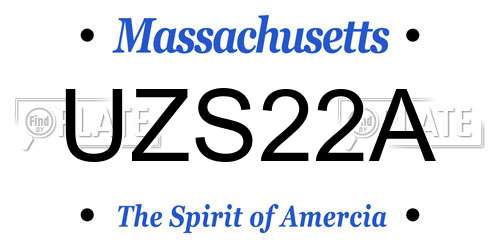 UZS22A Massachusetts License Plate