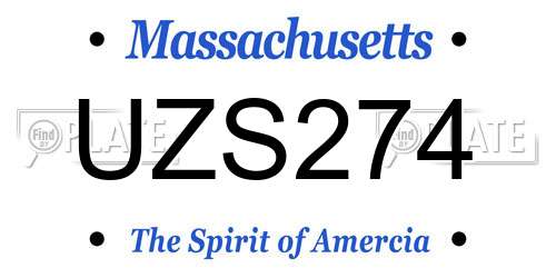 UZS274 Massachusetts License Plate