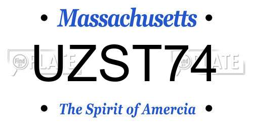 UZST74 Massachusetts License Plate