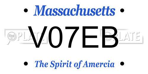 V07EB Massachusetts License Plate