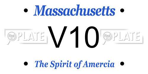 V10 Massachusetts License Plate
