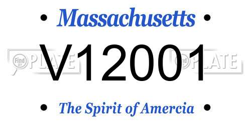 V12001 Massachusetts License Plate