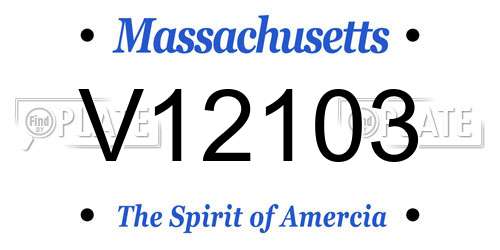 V12103 Massachusetts License Plate