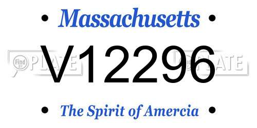 V12296 Massachusetts License Plate