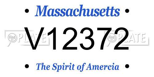 V12372 Massachusetts License Plate