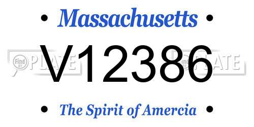 V12386 Massachusetts License Plate