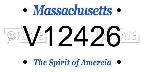 V12426 Massachusetts License Plate