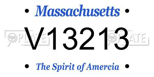 V13213 Massachusetts License Plate
