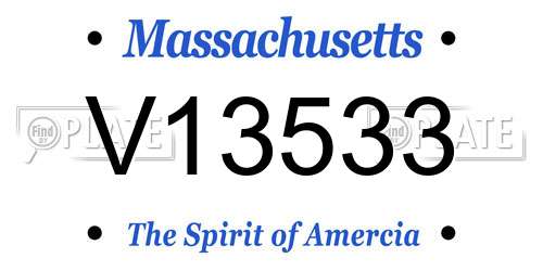 V13533 Massachusetts License Plate