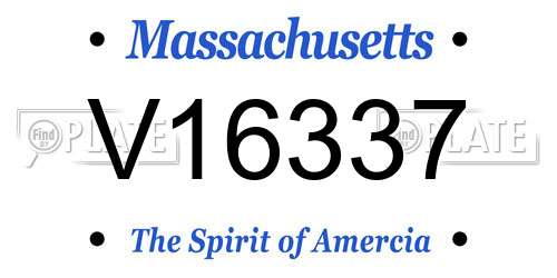 V16337 Massachusetts License Plate