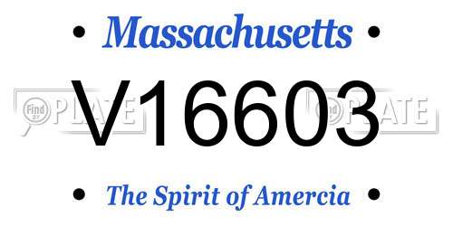 V16603 Massachusetts License Plate