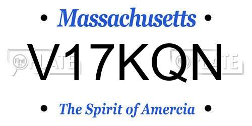 V17KQN Massachusetts License Plate