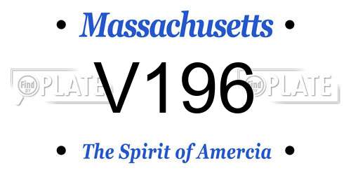 V196 Massachusetts License Plate