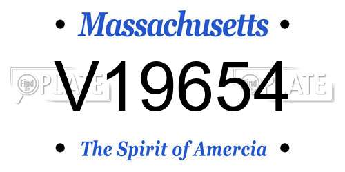 V19654 Massachusetts License Plate