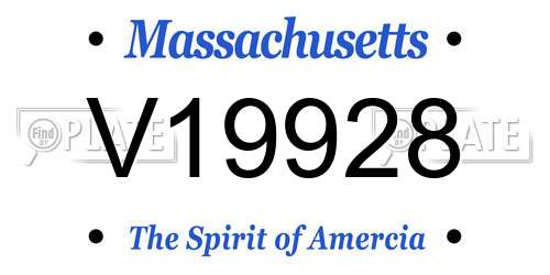 V19928 Massachusetts License Plate