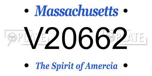 V20662 Massachusetts License Plate