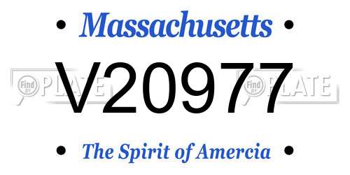 V20977 Massachusetts License Plate
