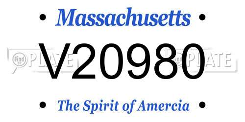 V20980 Massachusetts License Plate
