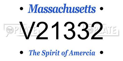 V21332 Massachusetts License Plate