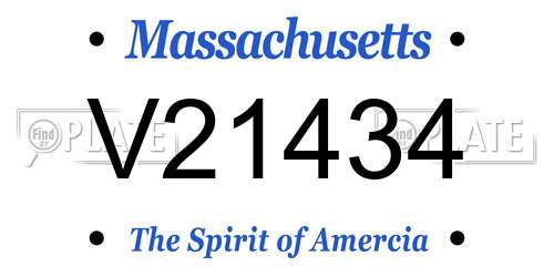 V21434 Massachusetts License Plate