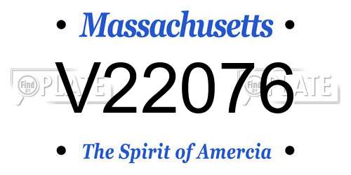 V22076 Massachusetts License Plate