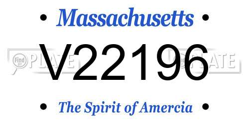 V22196 Massachusetts License Plate