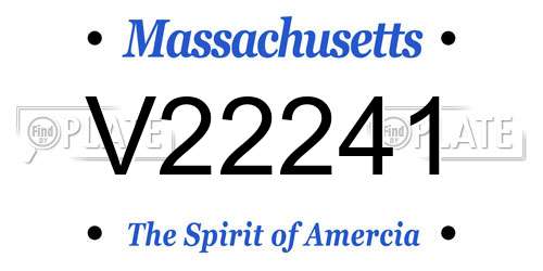 V22241 Massachusetts License Plate