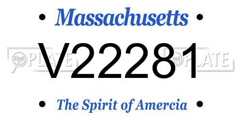 V22281 Massachusetts License Plate