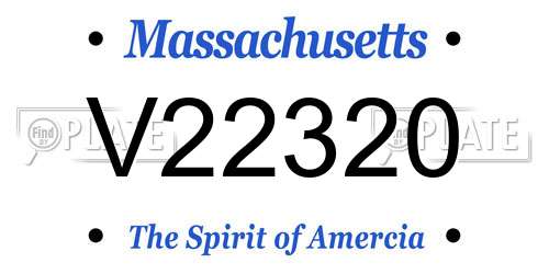 V22320 Massachusetts License Plate