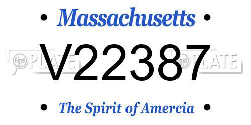 V22387 Massachusetts License Plate