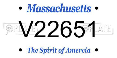 V22651 Massachusetts License Plate