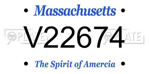 V22674 Massachusetts License Plate