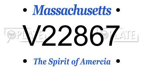 V22867 Massachusetts License Plate